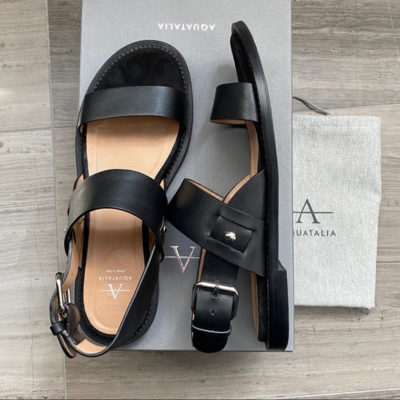 Aquatalia Leather Iona Sandal Black Size 6.5 - Picture 3 of 9